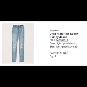 Abercrombie Ultra High Rise Super Skinny Jean